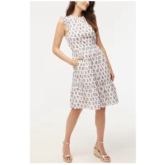 J. Crew Ruffle Sleeves Cotton Floral Print Mini Dress Size 16/XL NWT - Picture 1 of 10